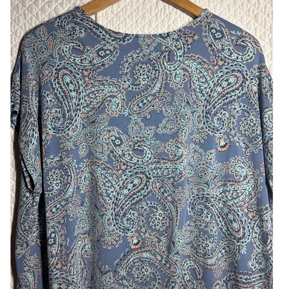 J. Jill Wearever Collection Women XL/P Blue Paisley Short Sleeve Top Business - Picture 6 of 7